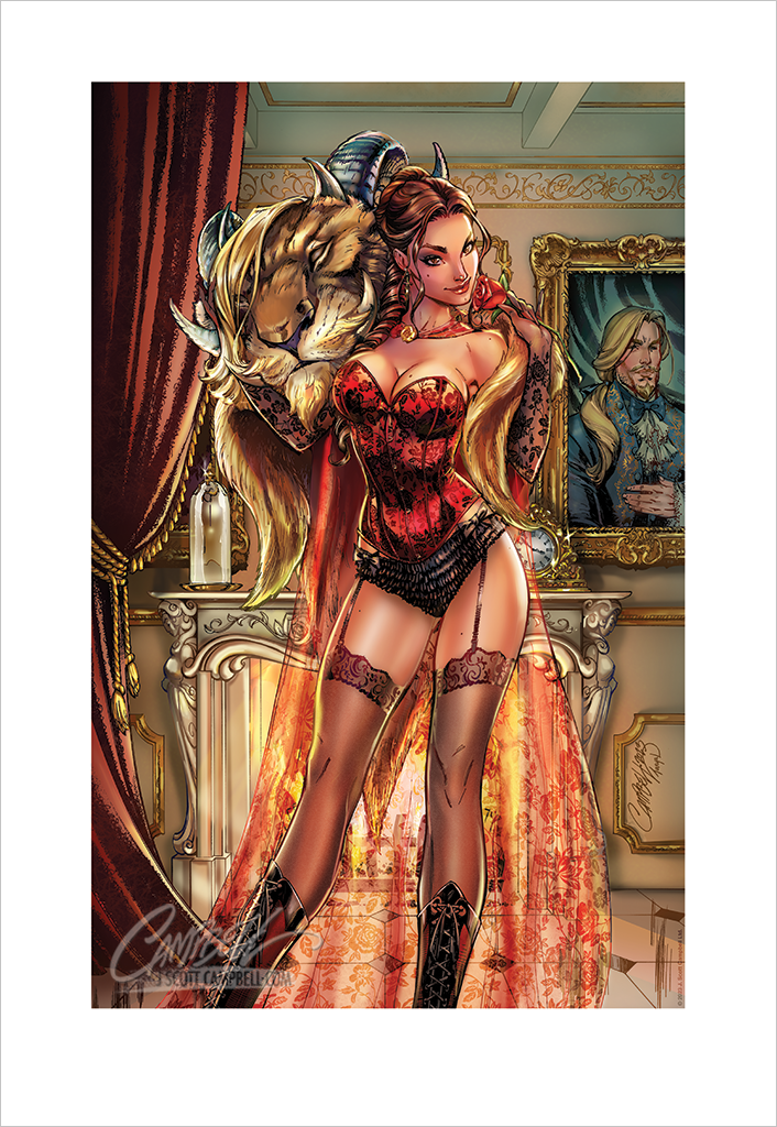J. Scott Campbell FTF Beauty and the Beast 2024 Print 13x19 (Baroque)