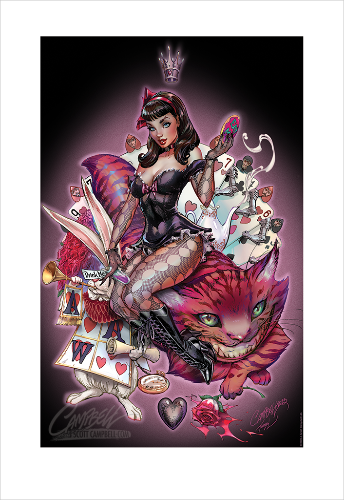 J. Scott Campbell FTF Dark Alice in Wonderland 2024 Print J. Scott Campbell FTF Dark Alice in Wonderland 2024 Print