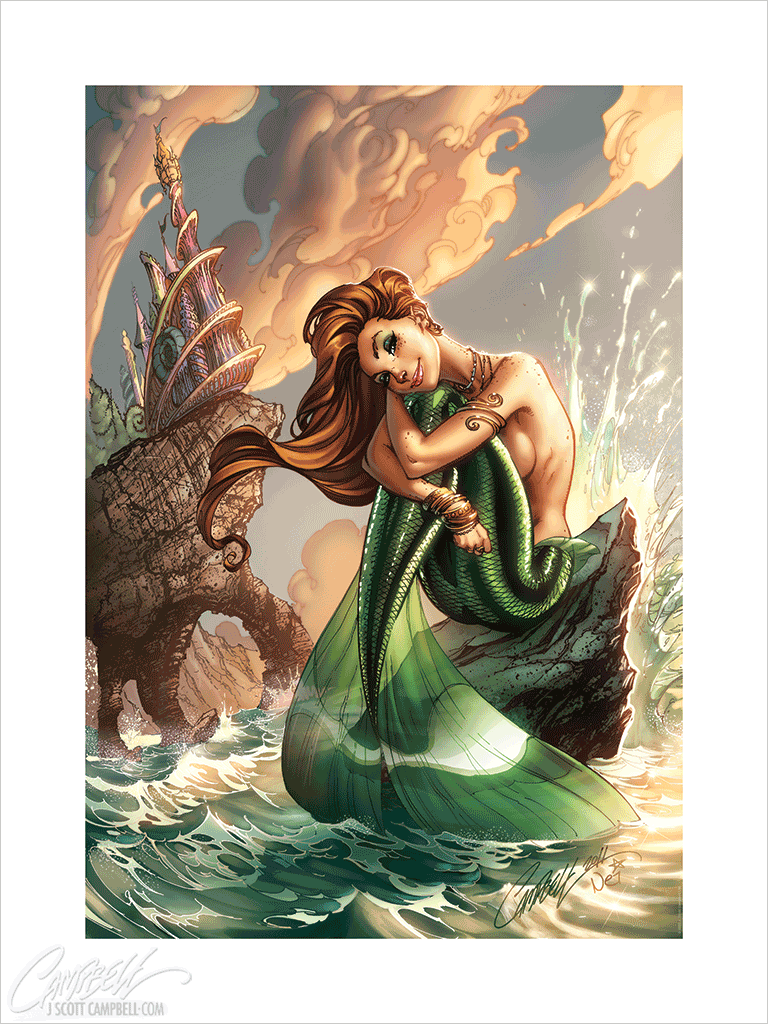 J. Scott Campbell FTF Mermaid 2012 Fine Art Giclée Print (18 x 24)