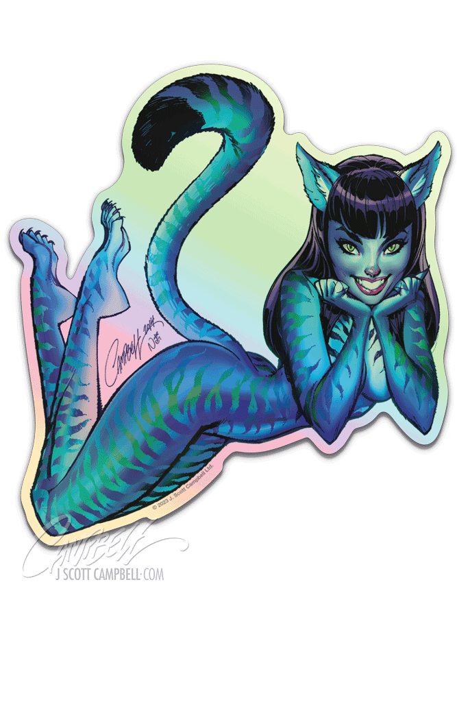 FTF Cheshire Lady Cat Holographic Sticker