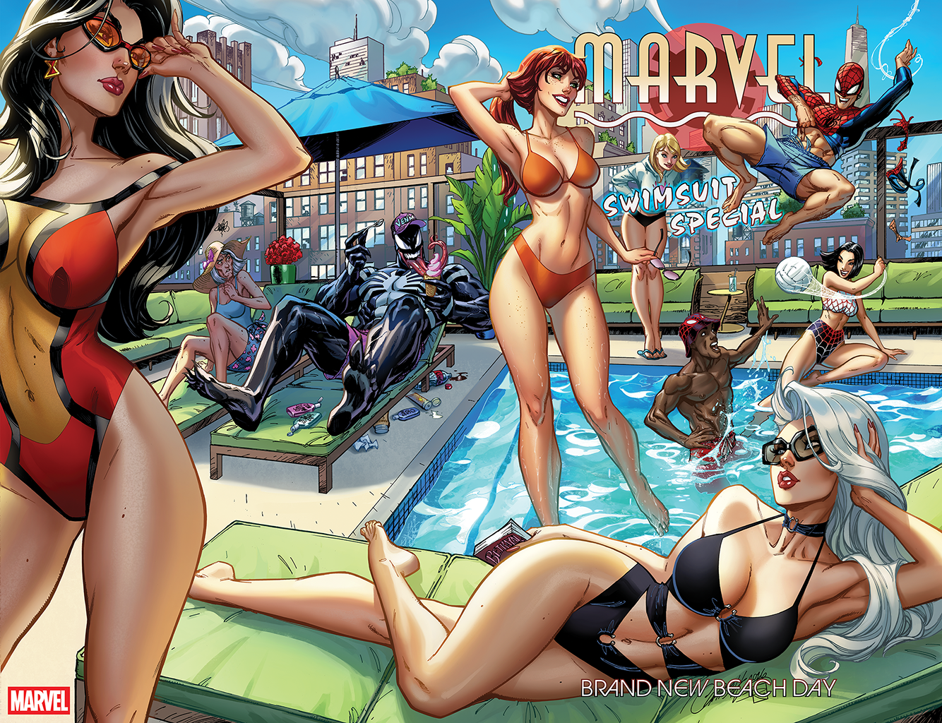 Marvel Swimsuit Special: Brand New Beach Day #1 [W] J. Scott Campbell