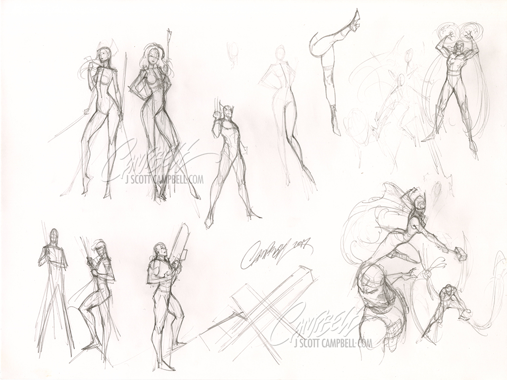 Original Art: X-Men various, Wolverine, Magneto, Jane Foster (2017)