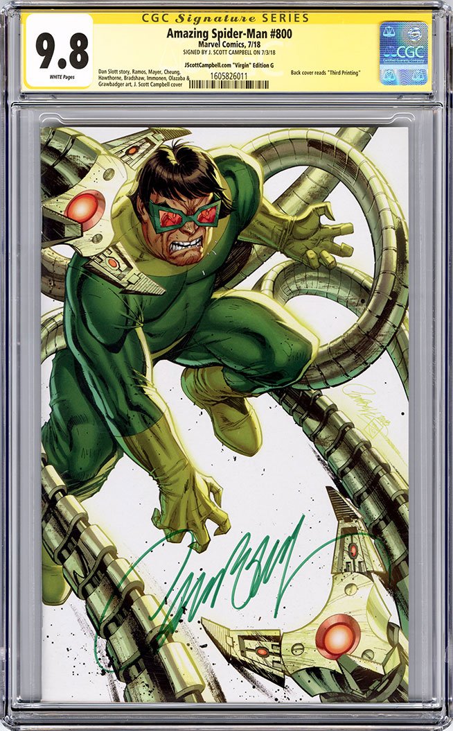 CGC 9.8 SS Amazing-Spider Man #800 'virgin' cover G J. Scott Campbell