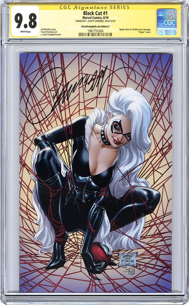 CGC 9.8 SS Black Cat 1 cover F J. Scott Campbell J. Scott
