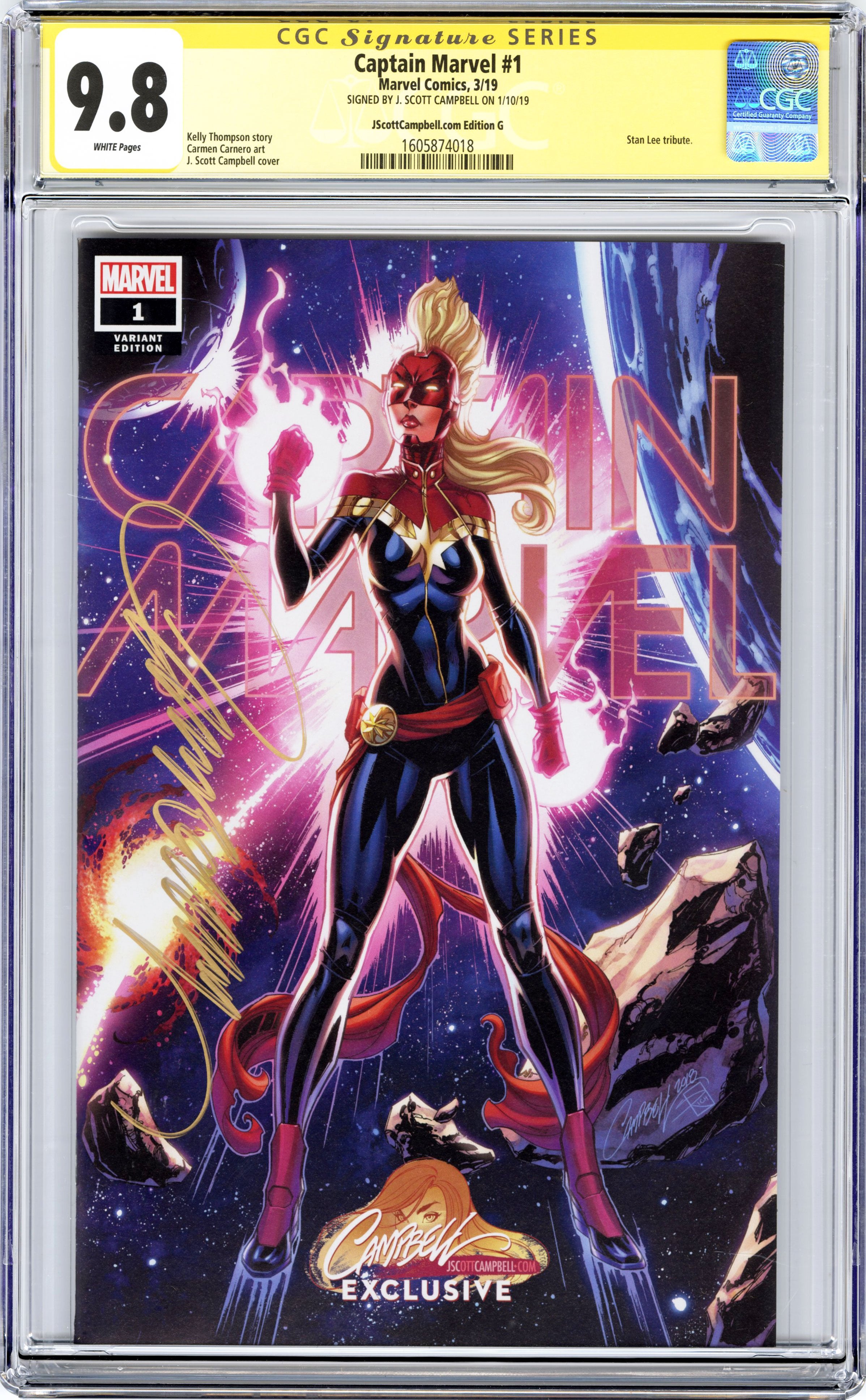 CGC 9.8 SS Captain Marvel #1 cover G J. Scott Campbell - LAST ONE