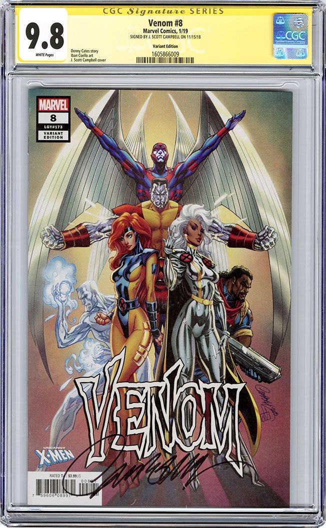 CGC 9.8 SS Venom #8 'Uncanny X-Men' J. Scott Campbell – J. Scott