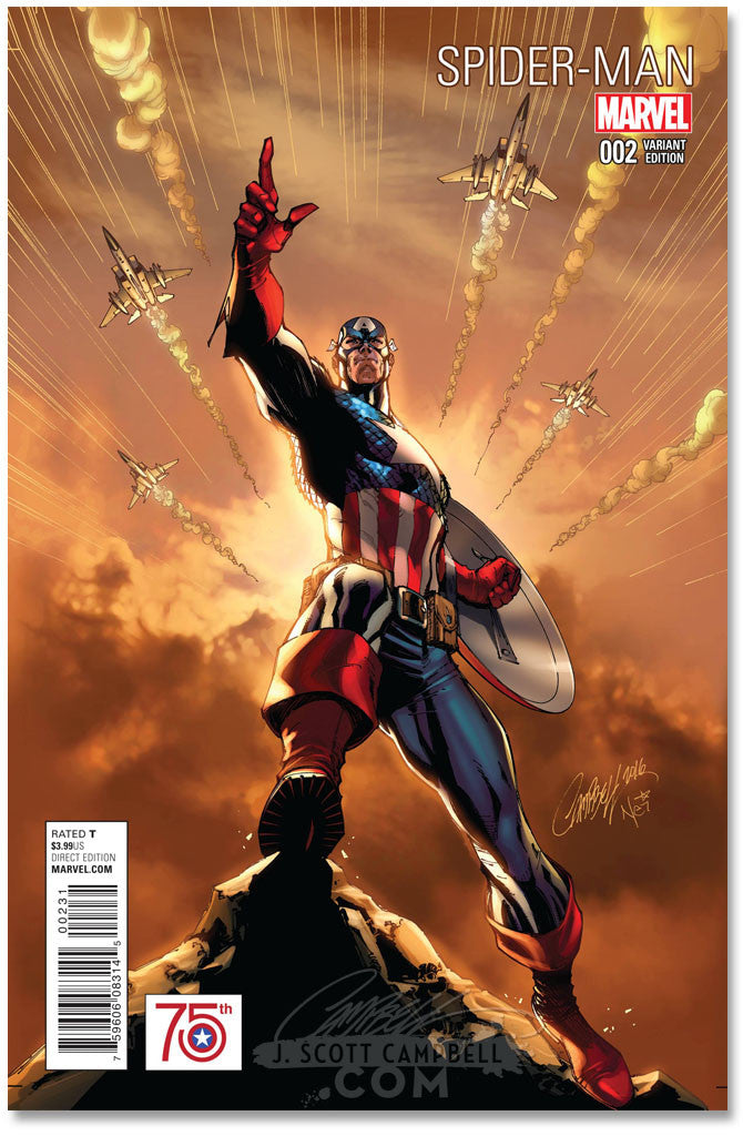 Spider-Man #2 Captain America 75th Anniversary INCENTIVE 1:50 (2016)