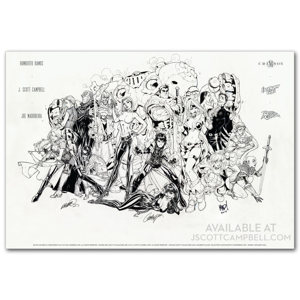 Cliffhanger Reunion Limited Edition Print: J. Scott Campbell, Joe Madureira, Humberto Ramos