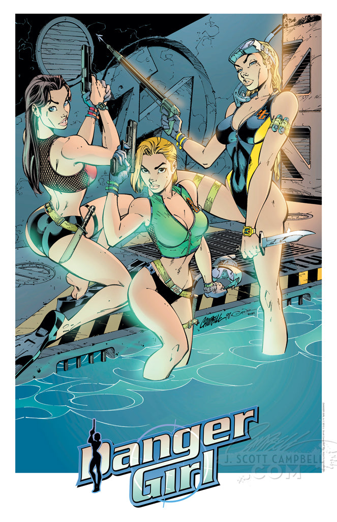 Danger Girl "Scuba Girls" 1998 Print (11x17)