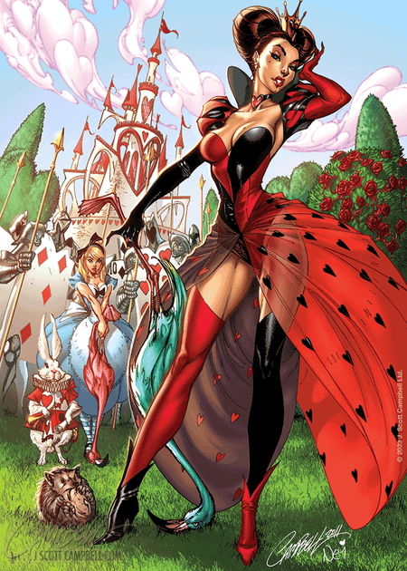 J. Scott Campbell FTF Queen of Hearts, Wonderland 2012 Mini Print