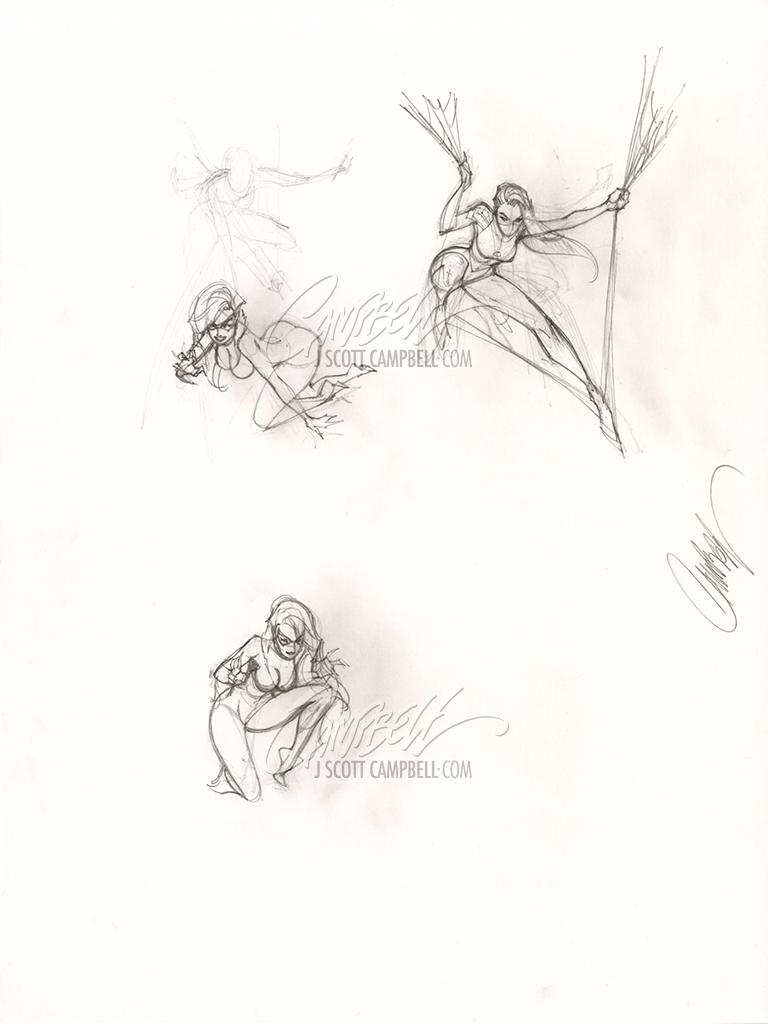 SOLD - Original Art: Silk #3, Silk, Black Cat Prelims (2016)