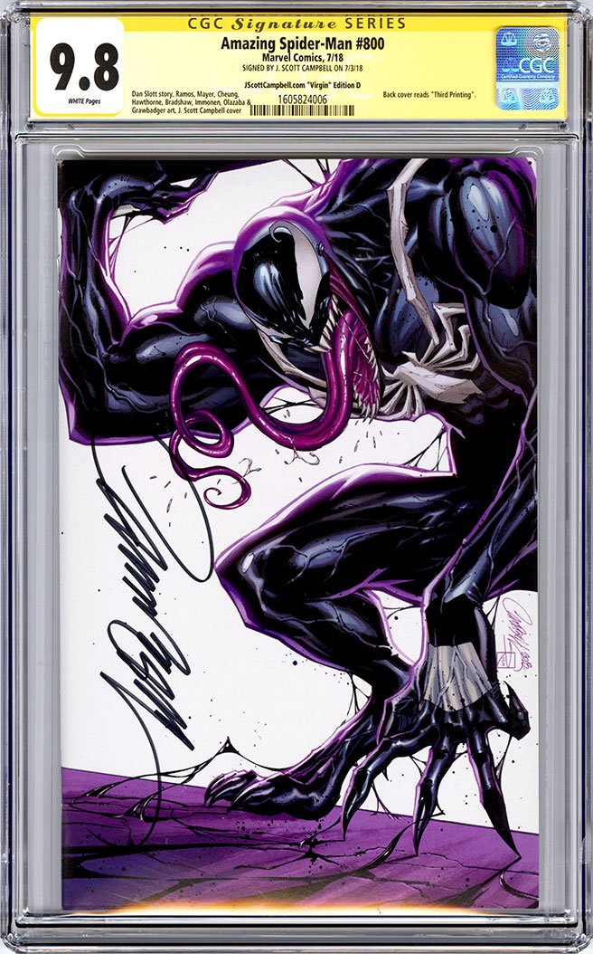 CGC 9.8 SS Amazing-Spider Man #800 'virgin' cover D J. Scott Campbell