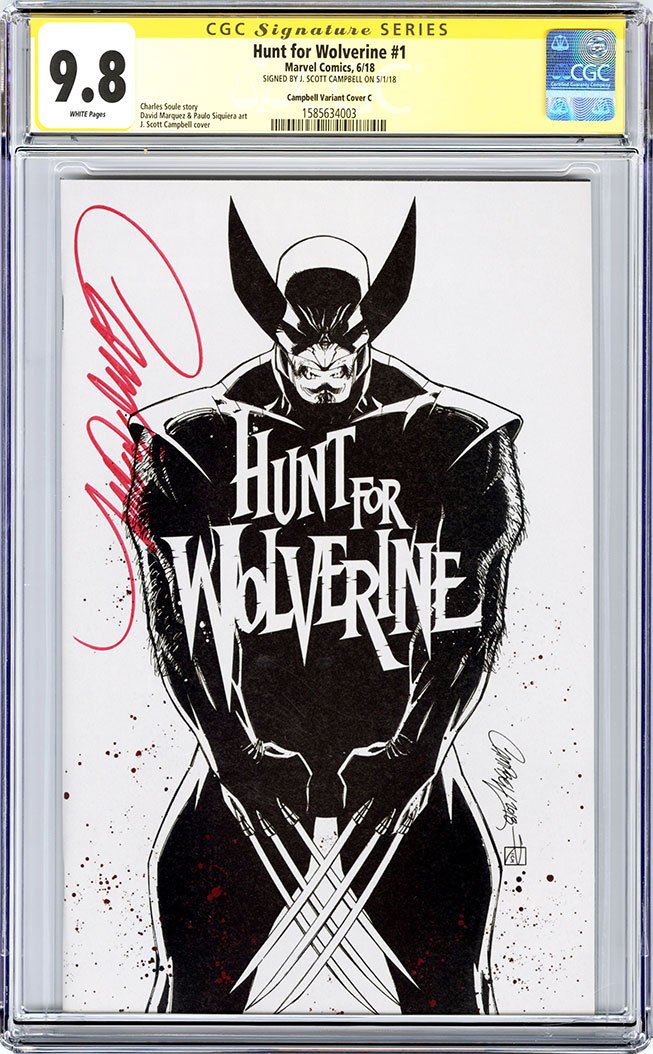 CGC 9.8 SS Hunt for Wolverine #1 cover C J. Scott Campbell