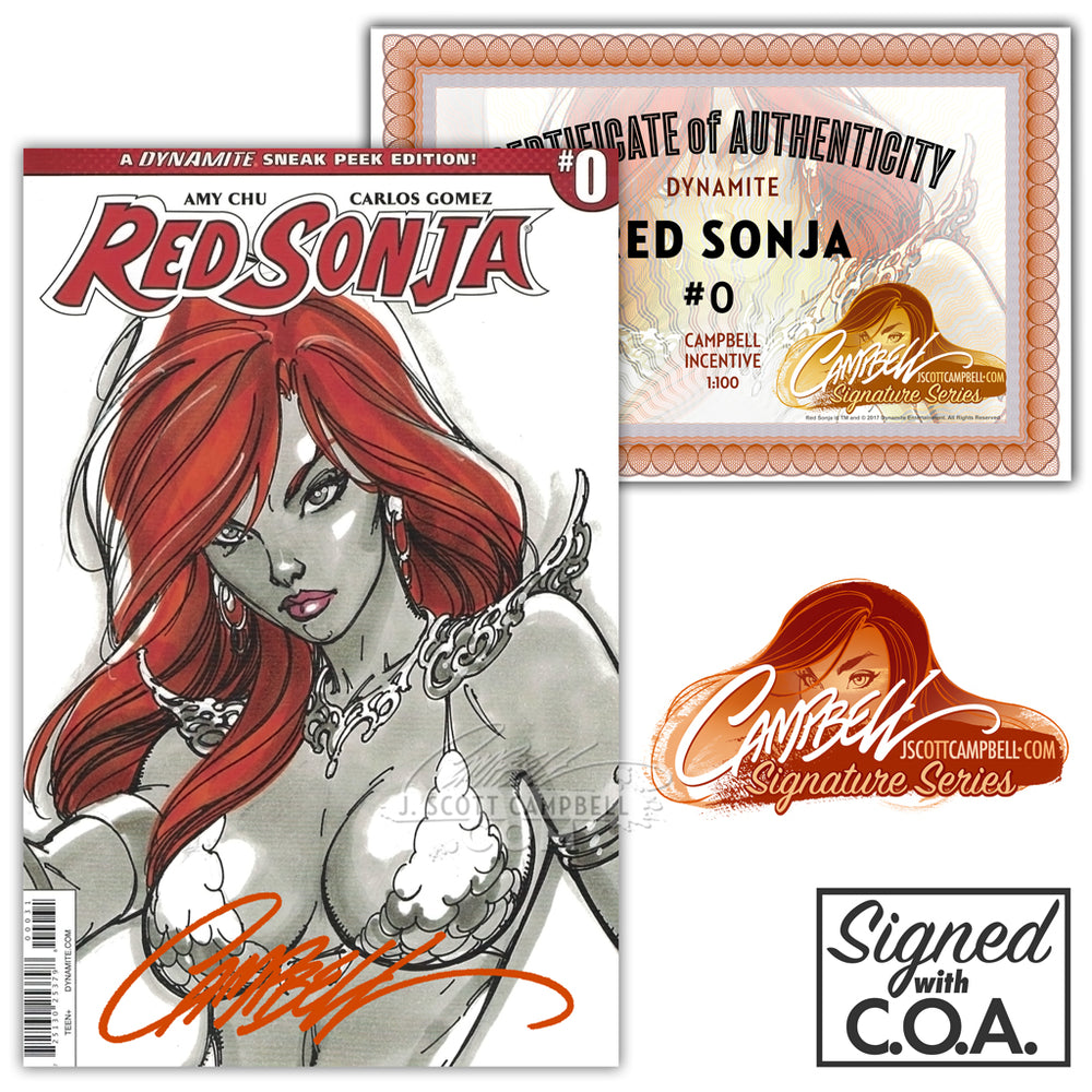 Red Sonja #0 INCENTIVE 1:100 (2016) J. Scott Campbell